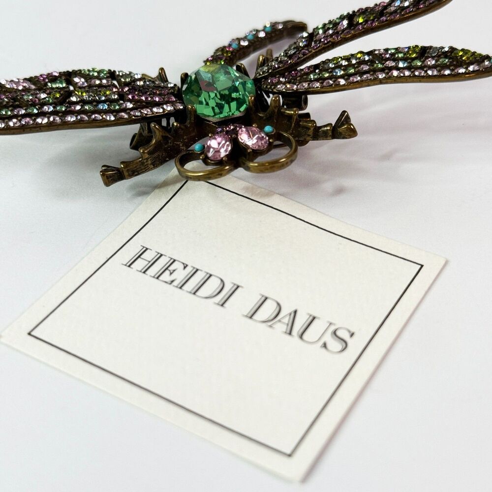 Vintage | Heidi Daus | Trembling Brilliance | Green | Dragonfly Crystal Pin - Picture 2 of 6